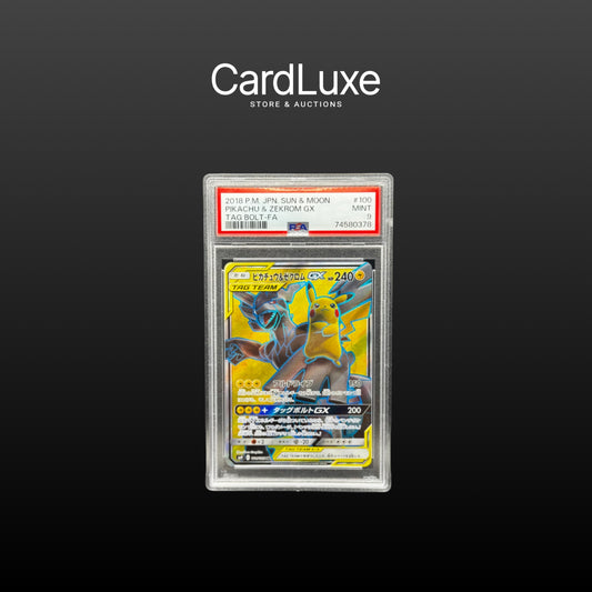 2018 PM Sun & Moon Pikachu & Zekrom GX TAG PSA 9