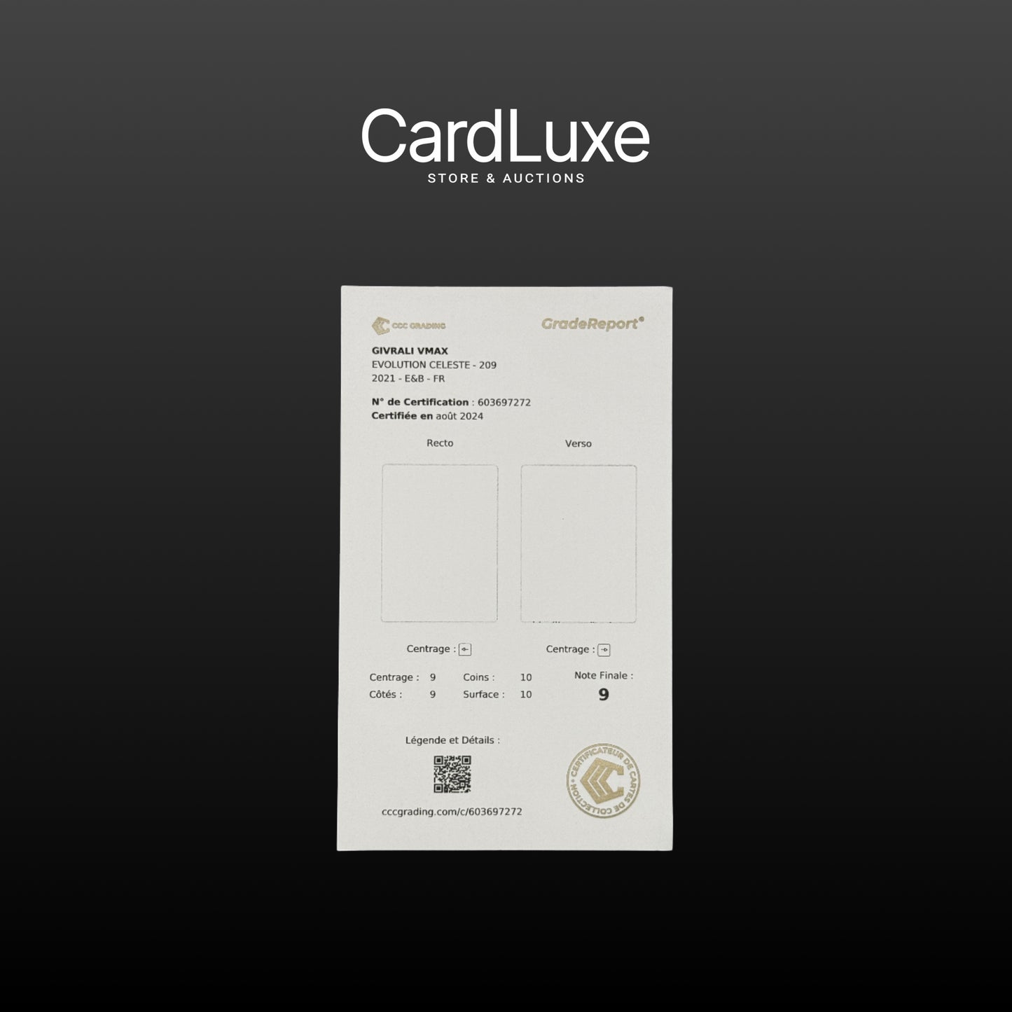 Carte Pokémon - Givrali VMAX 209/203 Pre-Grading CCC 9