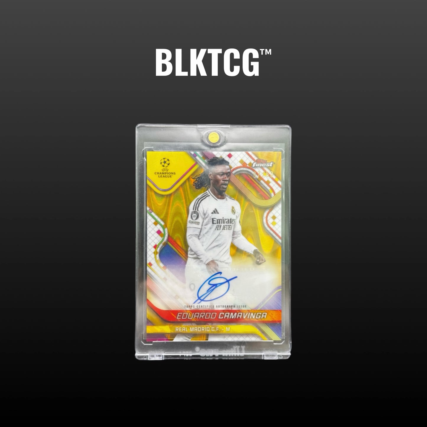 2024-25 Eduardo Camavinga Topps Finest UCC Gold Wave 07/50 Auto Real Madrid